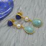 Blue Jade Pearl Amazonite Silver Earrings, thumbnail 1 of 8
