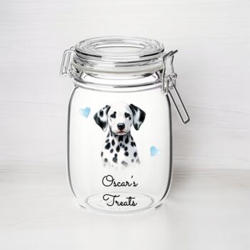 Personalised Dalmation Puppy Kilner Style Dog Treat Jar, 2 of 2