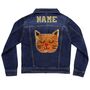Personalised Kids Denim Jacket Reversible Sequin Cat, thumbnail 6 of 9