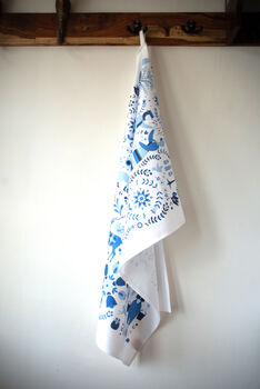 Delft Blue Tea Towel 100% Cotton Woodland, 2 of 9