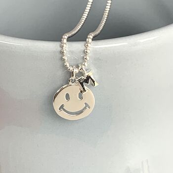 Personalised Smiley Face Charm Sterling Silver Necklace, 2 of 4