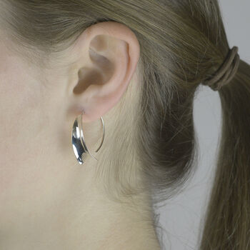 Shiny Wedge Earrings In Sterling Silver, 3 of 4