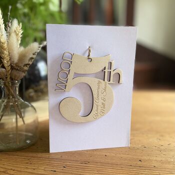 Personalised 5th Wood Wedding Anniversary Card, 4 of 4