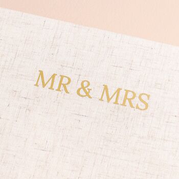 'Mr And Mrs' Square Linen Wedding Guest Book, 4 of 4