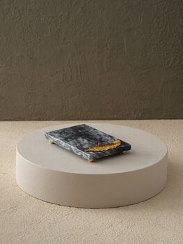 Handmade Black Marble Serving Board With Floral Detail, 9 of 12