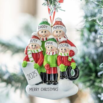 Personalised Playing In The Snow Family Decoration, 2 of 2