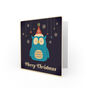 Merry Cartoon Snowflakes Owl Christmas Card, thumbnail 2 of 4