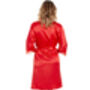 British Made Red Short Satin Dressing Gown Lace Detail, thumbnail 2 of 5