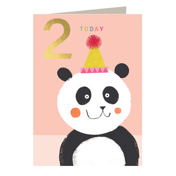 Gold Foiled Panda 2nd Birthday Card, 2 of 6