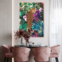 Cheetah In Heels In Tropical Flower Jungle Wall Art Print, thumbnail 4 of 6