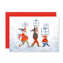 Three Elves Illustrated Christmas Card, thumbnail 2 of 2