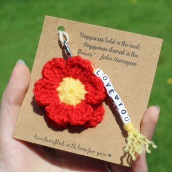 Personalised Crocheted Flower Keyring Letterbox Gift, 7 of 12