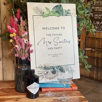 Personalised Hen Party Welcome Sign Tropical Leaf, 2 of 2