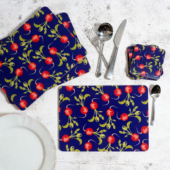 Radish Placemats | Illustrated Tableware Set | British Made, 6 of 6