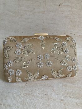 Dark Gold Pearl Rectangular Clutch Bag, 5 of 10