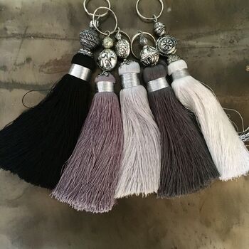 Classic Silky Black And Greys Tassels, 5 of 7