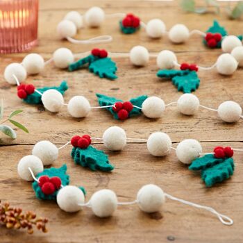 Felt Holly Christmas Garland, 4 of 5