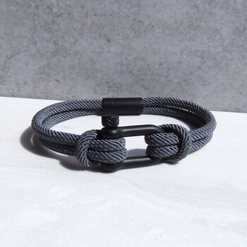 Personalised Men's Nautical Shackle And Rope Bracelet, 3 of 10