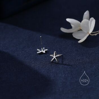Oxidise Sterling Silver Star Fish Stud Earrings, 7 of 12