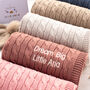 Toffee Moon Personalised Luxury Knitted Baby Blanket, thumbnail 1 of 12