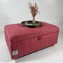 Coffee Table Footstool With Storage In Red Herringbone, thumbnail 1 of 3