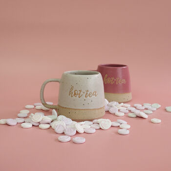 Hot Tea Handmade Ceramic Mug, White Or Pink Hottie Gift, 2 of 7