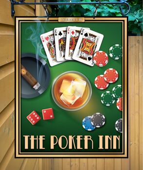 Poker Inn Personalised Home Pub Sign Man Cave Sign, 5 of 9