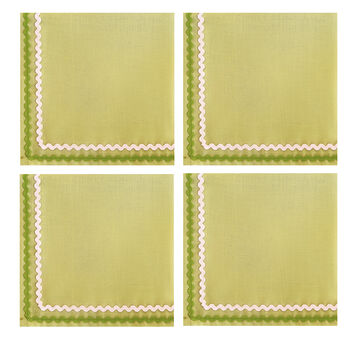 Green Linen Napkins, Set Of Four, 2 of 4
