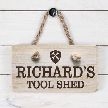 Personalised Dad's Wooden Tool Shed Sign, 2 of 4