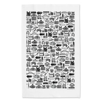Newcastle Illustrated Black And White Tea Towel, 5 of 7