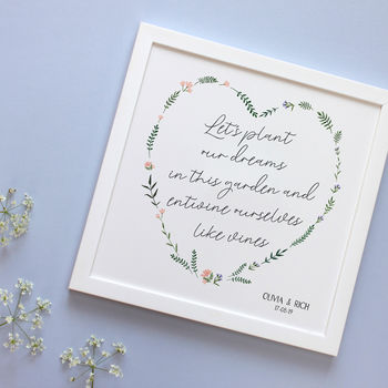 Personalised Wedding Wildflower Heart Framed Print, 3 of 7