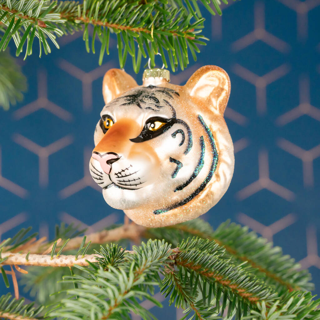 Glass Tiger Face Bauble By Posh Totty Designs Interiors ...