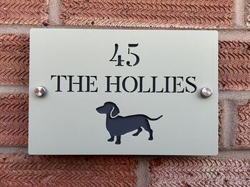 Personalised Short Haired Dachshund Design House Acrylic Number Sign, 5 of 7