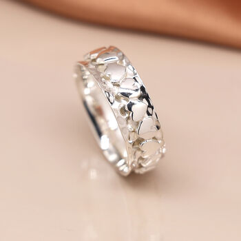 Personalised Sterling Silver Band Of Hearts Spinner Ring, 2 of 10