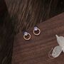 Moonstone Double Circle Stud Earrings Sterling Silver, thumbnail 6 of 10