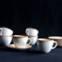 White Set Of Six Handmade Porcelain Tea Cup With Saucer, thumbnail 1 of 12