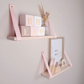 Wooden Baby Name Blocks, Personalised Newborn Gift Pink And White, 4 of 8