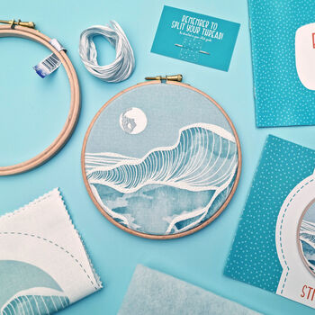 Moonlight Seascape Embroidery Kit, Moonlit Ocean Craft Diy Kit, 3 of 6