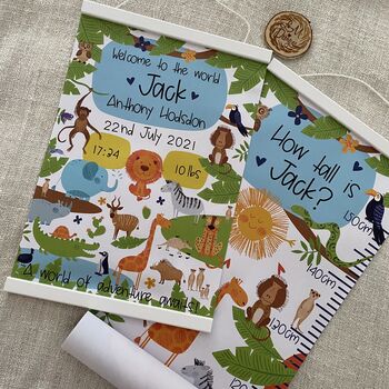 Personalised Keepsake Birth Print Bold Jungle, 2 of 6