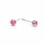 Sterling Silver Pink Tourmaline Micro Stud Earrings – 3mm, thumbnail 3 of 4