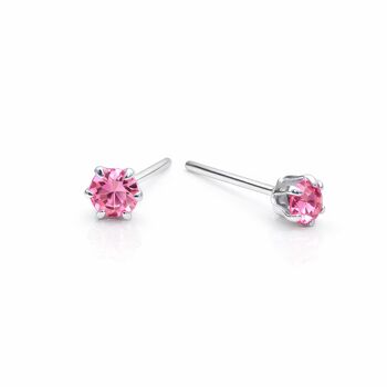 Sterling Silver Pink Tourmaline Micro Stud Earrings – 3mm, 3 of 4