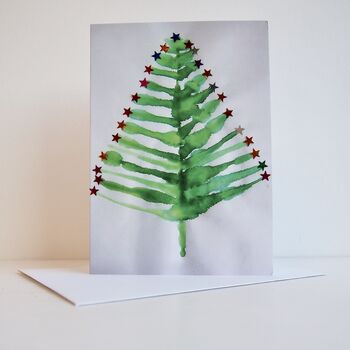 Tree With Glitter Stars Christmas Card, 4 of 4