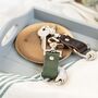 Personalised Green Leather Anniversary Travel Keyring, thumbnail 1 of 5
