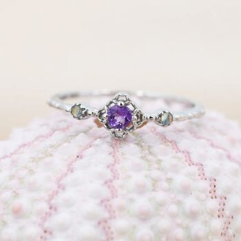 Vintage Inspired Natural Amethyst And Opal Ring, 3 of 11