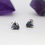 Sterling Silver 6mm Trillion Cut Mystic Black Cz Stud Earrings, thumbnail 2 of 10