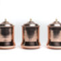 Set Of Three Solid Copper Canisters, Copper Kitchen Food Storage Jars, thumbnail 3 of 5
