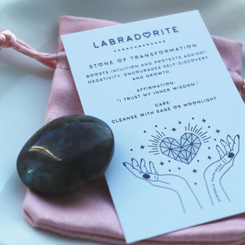 Labradorite Pocket Crystal With Gift Bag And Info Card, 3 of 7