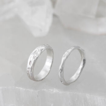 Celestial Shooting Star Silver Wide Stacking Ring, 4 of 6