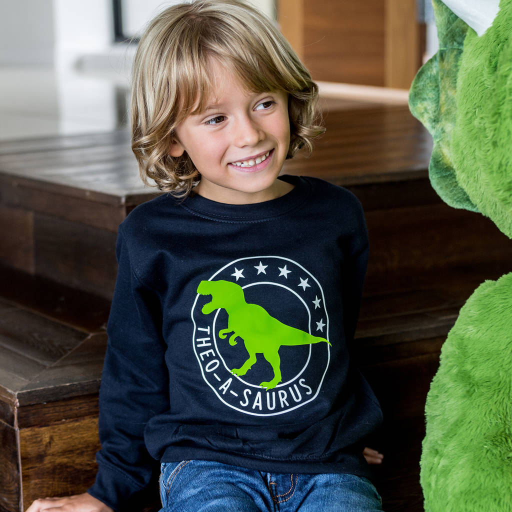 Personalised Dinosaur Kids Sweatshirt, 1 of 5