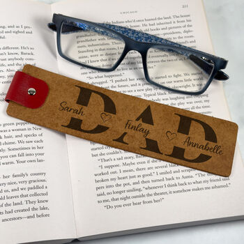Father's Day Personalised Leather Bookmark From Children, 2 of 7